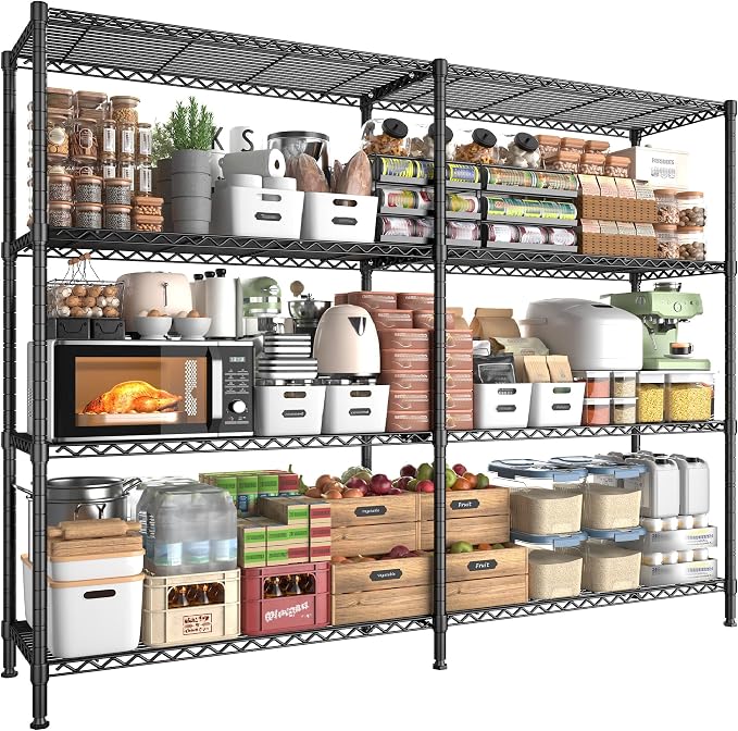 REIBII 61.7''W Storage Shelves Load 1220LBS Wire Shelving Unit 4 Tier Metal by REIBII