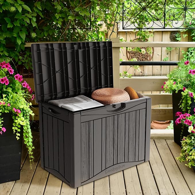 45 Gallon Deck Box, Resin Outdoor Indoor Waterproof Storage Box, Lockable - Image 6
