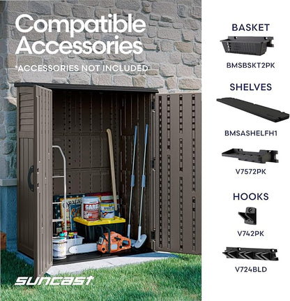 Suncast Outdoor Storage Cabinet Waterproof Resin Vertical Outdoor Storage Shed - Image 8