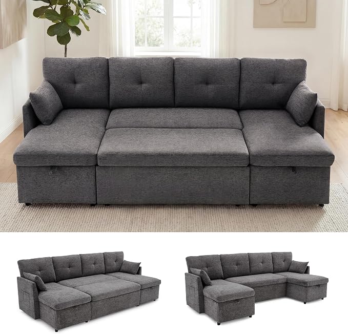 Huatean Home 100" Oversized Sleeper Sofa Couch, 2 in 1 Pullout Couch Bed by huateanhome