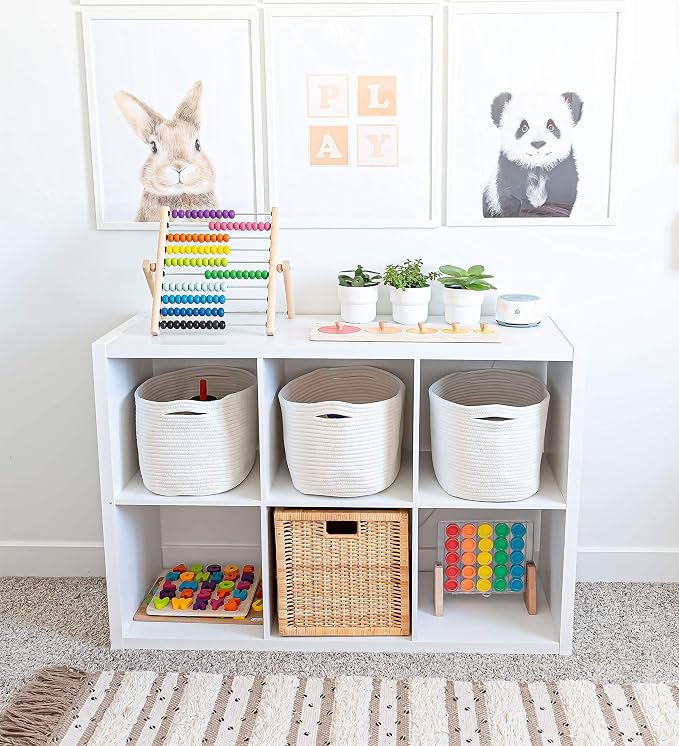 OrganiHaus Set of 3 Off-White Woven Storage Baskets - Image 4