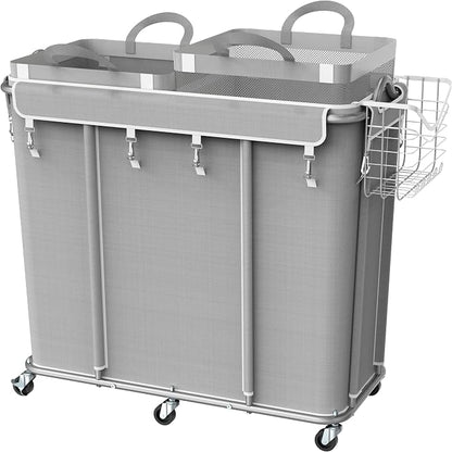 Simple Houseware Extra Large 2 Section Rolling Laundry Cart 265 Liter – Heavy by SimpleHouseware
