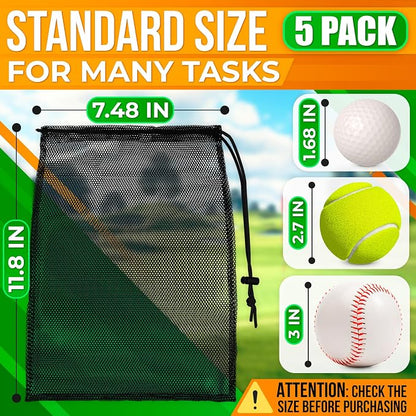 5 Pcs Small Mesh Bag Bulk, 11.8" x 7.48", Breathable Nylon | Reusable Small - Image 2