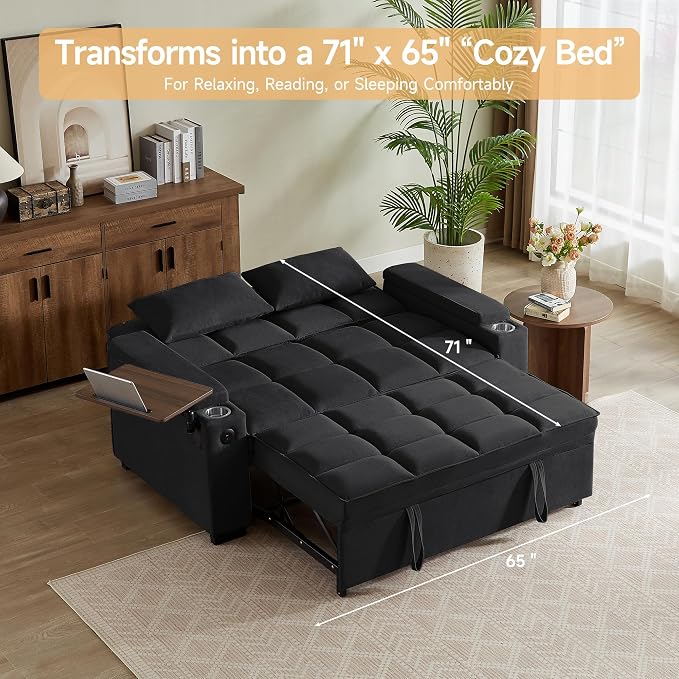 hansones ​66" Multi-Functional Pull-Out Sofa Bed - Image 3