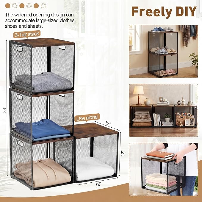 AceOrbit 3 Pcs Widened Stackable Closet Organizers and Storage - Image 3