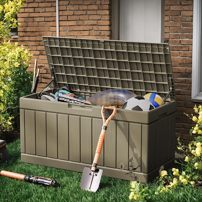 Greesum 82 Gallon Resin Deck Box All Weather Large Outdoor Storage - Image 3