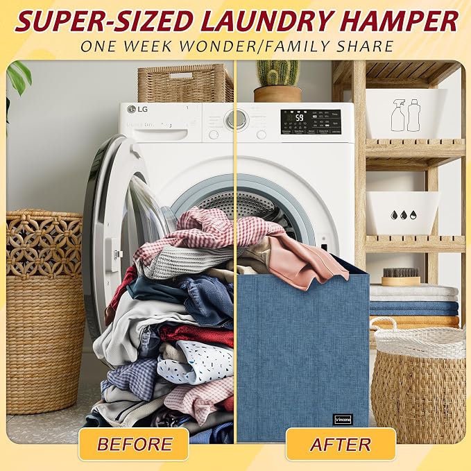 195L Laundry Hamper 3 Section, Large Laundry Hamper - Image 6