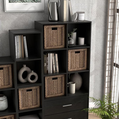 Homes: Inside + Out Apexa 6-Cube Storage Organizer Shelves, Stackable Wood - Image 2