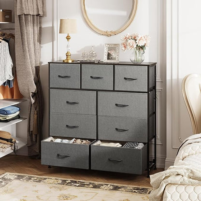 WLIVE Tall Dresser for Bedroom, 9 Drawer Chest of Drawers, Dark Grey | 9 roomy - Image 2