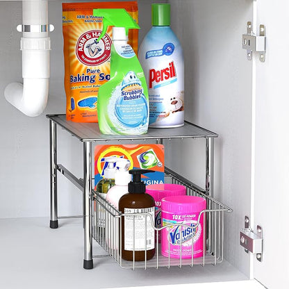 Simple Houseware Chrome Metal Stackable Storage Rack, 16.75 in L x 10.8 in W x - Image 8