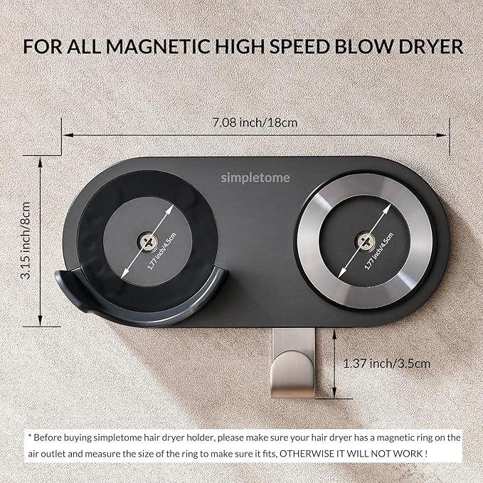 simpletome Hair Dryer Holder Wall Mount - Image 6