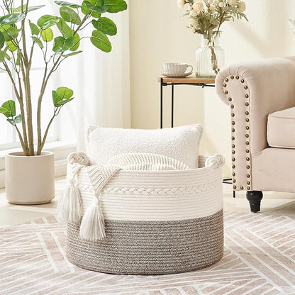 KAKAMAY Large Blanket Basket, Woven Baskets - Image 3