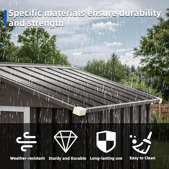 JYQAQA 6x4 FT Outdoor Storage Shed, Waterproof Metal Garden Sheds - Image 5
