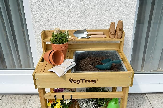 VegTrug® Deluxe Potting Bench, Natural | Potting station, garden work surface - Image 3
