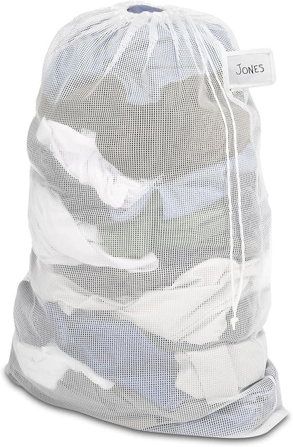 Whitmor Mesh Laundry Bag w/ID Tag White by Whitmor