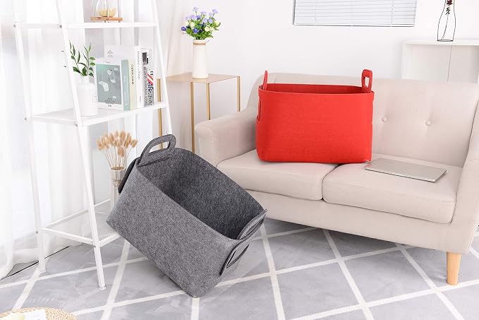 Minoisome Storage Basket Felt Storage Bin Collapsible& Convenient Box Organizer - Image 6