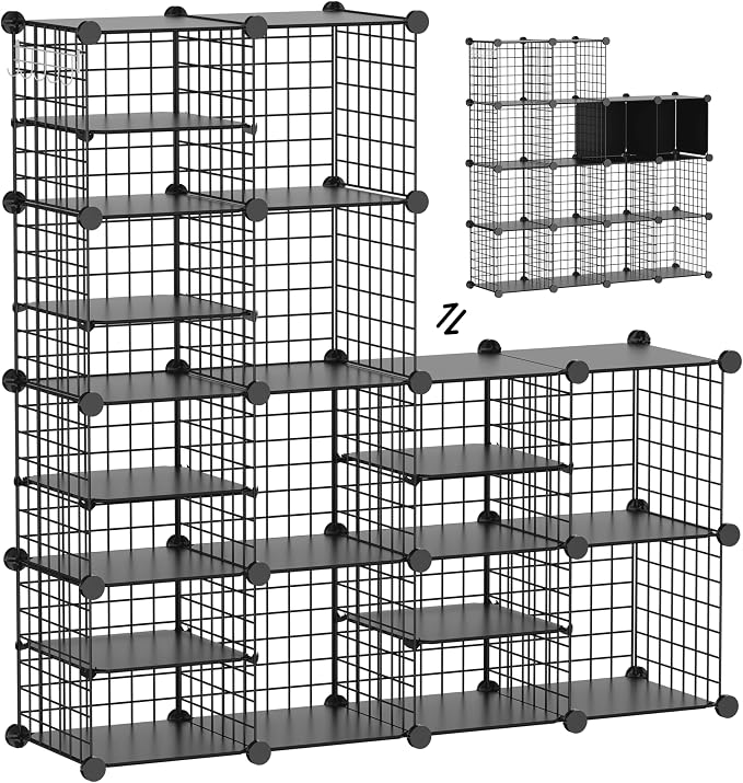 Wire Cube Storage Organizer, 12 Cubes Converted into 14 Cubes, Sturdy Metal by Kiivoena