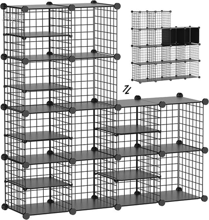 Wire Cube Storage Organizer, 12 Cubes Converted into 14 Cubes, Sturdy Metal by Kiivoena