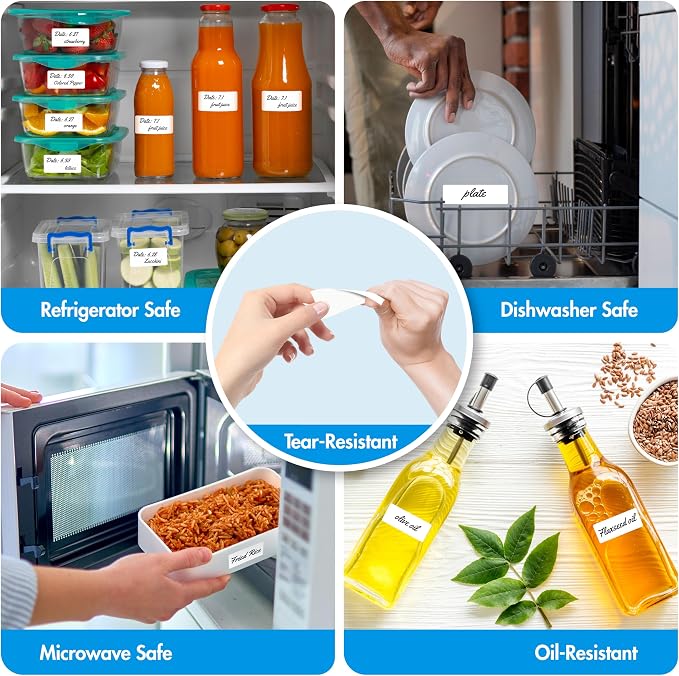 1000 Removable Food Labels, Water/Oil/Tear Resistant Blank Stickers - Image 5