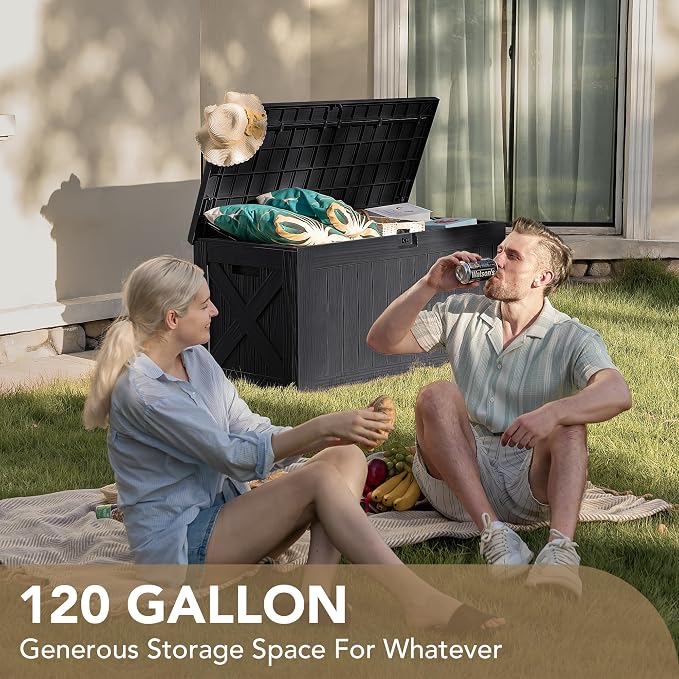 Devoko 120 Gallon Deck Box Resin Outdoor Storage Box Waterproof - Image 9