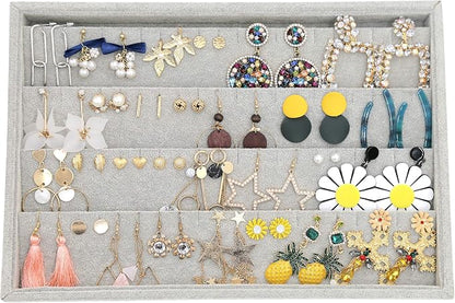 Stratalife 40 Pairs Stud Earring Organizer Tray, Stackable Velvet Jewelry by Stratalife