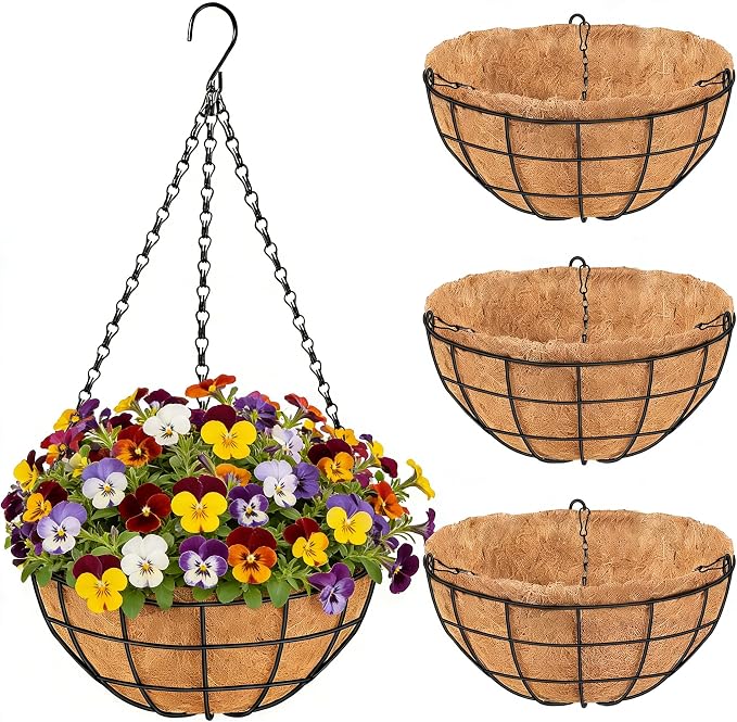 14 Inch Hanging Planters for Outdoor Plants, 4 Pack Large Hanging Baskets | by Unknown