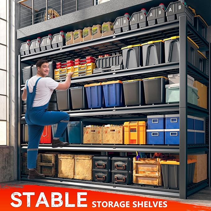 REIBII 60" W Garage Shelving Heavy Duty Metal Shelving 3000LBS Storage Shelves - Image 5