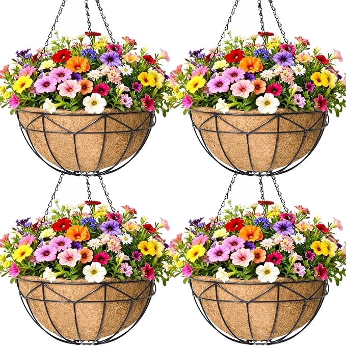 4 Pack 14 inch Wire Hanging Planter Basket by KIDYBELL