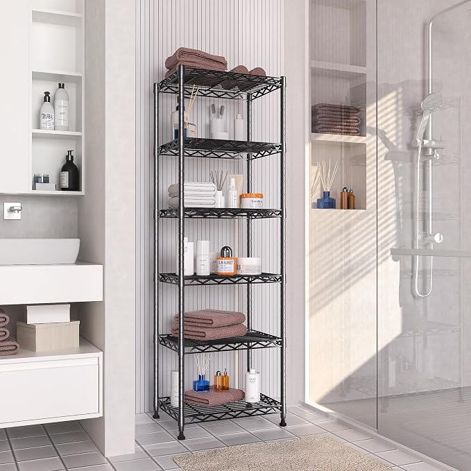 GIOTORENT 6-Tier Storage Shelves Standing Shelving Metal Units, Adjustable - Image 4