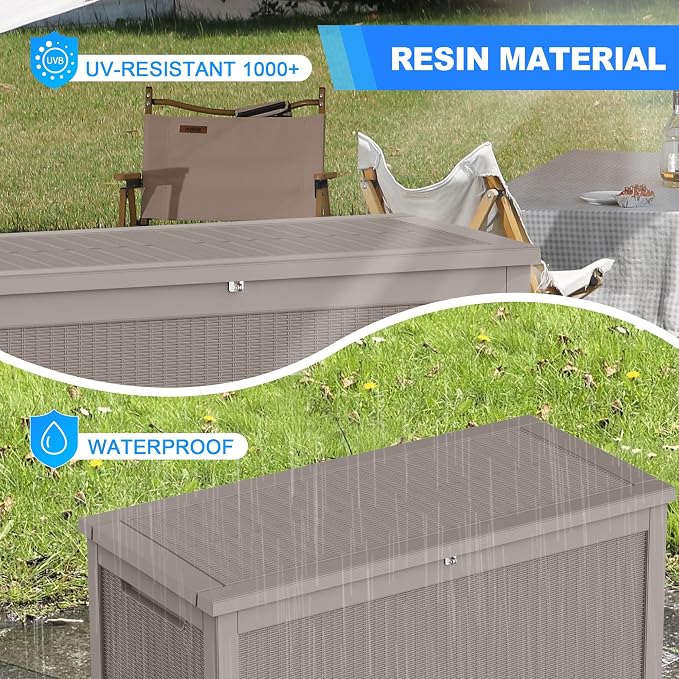 260 GallonOutdoor Storage Box, Resin Deck Boxes Waterproof, IndoorOutdoor Bin - Image 5
