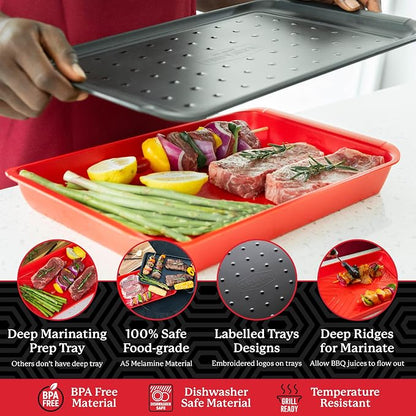 BLAZIN' GRILL Prep and Serve Trays | Set of 2 Stackable, Melamine Trays | - Image 3