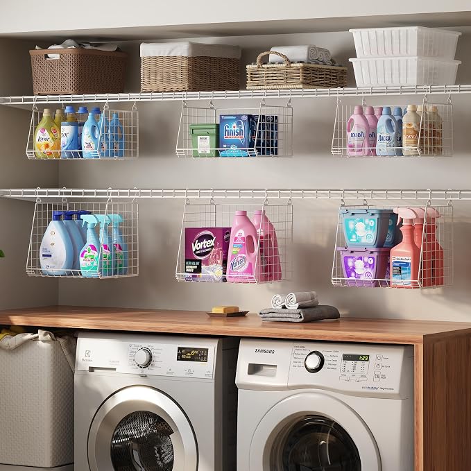 Sonyabecca 5-Tier Hanging Laundry Basket Organizer: Foldable Wire Shelf Basket - Image 6