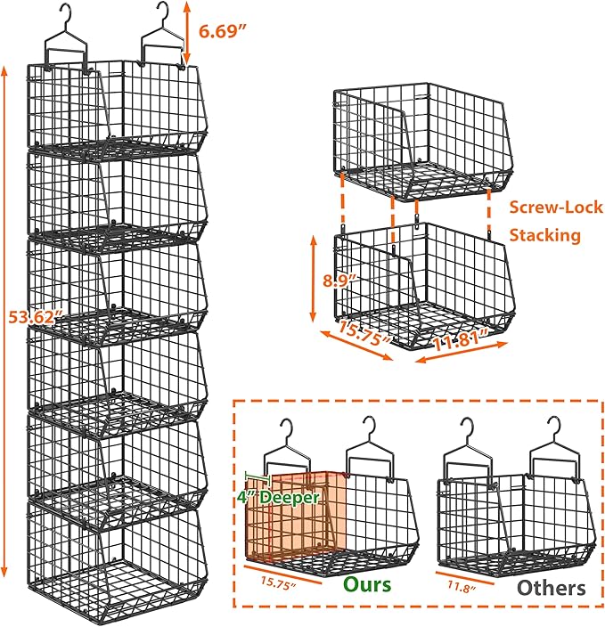 6-Tier Extended Depth Hanging Closet Organizers and Storage - Image 3