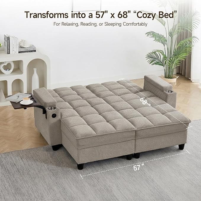 70.9" Chaise Lounge Chair Indoor, Oversized Boucle Upholstered Sofa Bed - Image 2