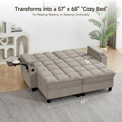 70.9" Chaise Lounge Chair Indoor, Oversized Boucle Upholstered Sofa Bed - Image 2