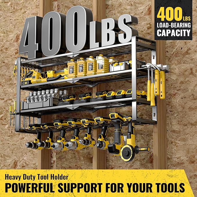 Large Power Tool Organizer Wall Mount, Heavy Duty Metal Tool Storage Rack Loads - Image 7