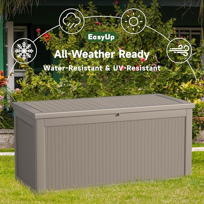 EasyUp 320 Gallon Outdoor Storage Box Waterproof, UV Resistant Resin Deck Box - Image 5