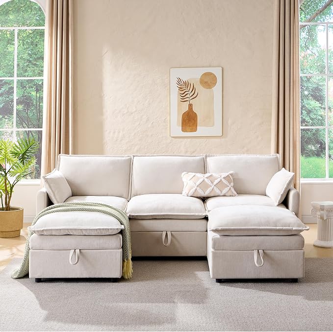 88.98" Sectional Couches for Living Room, Cloud Couch Sectional - Image 4
