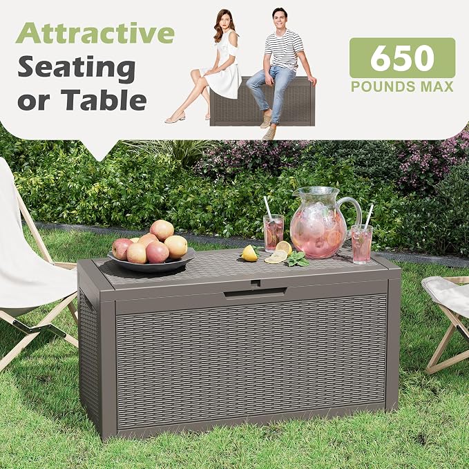 Outdoor Storage Box, 60 Gallon Outside Deck Box Waterproof, Resin Outdoor - Image 5