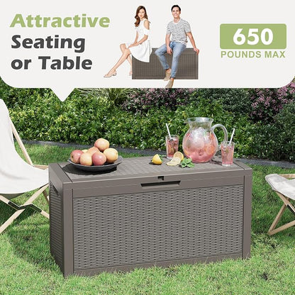 Outdoor Storage Box, 60 Gallon Outside Deck Box Waterproof, Resin Outdoor - Image 5