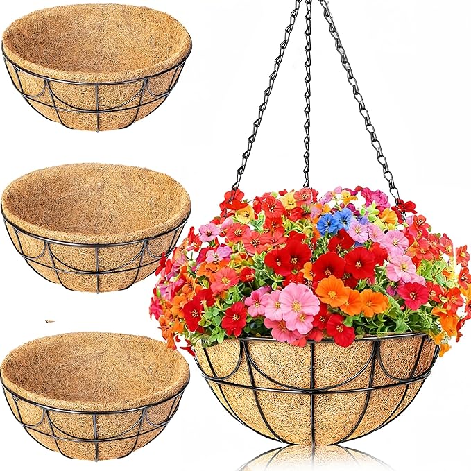 12 Inch 3 Pack Hanging Baskets Planters by EINYEXW
