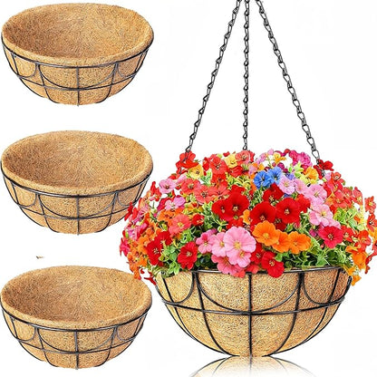 12 Inch 3 Pack Hanging Baskets Planters by EINYEXW