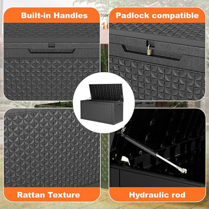 100 Gallon Large Deck Box, Resin Outdoor Storage Box - Image 3