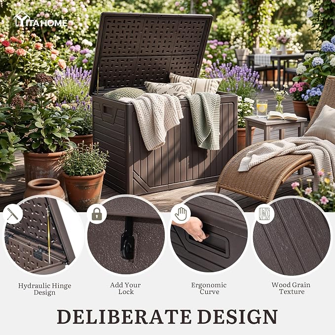 YITAHOME XXL 230 Gallon Extra Large Outdoor Deck Box, Lockable Resin - Image 3