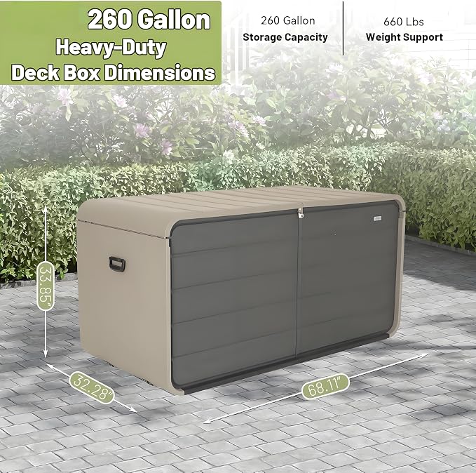 KUIKUI Deck Boxes Outdoor Waterproof, Large Outdoor Deck Box - Image 8