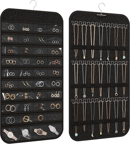 Hanging Jewelry Organizer Storage, 40 Pockets 36 Hooks Necklace Earring by DonYeco