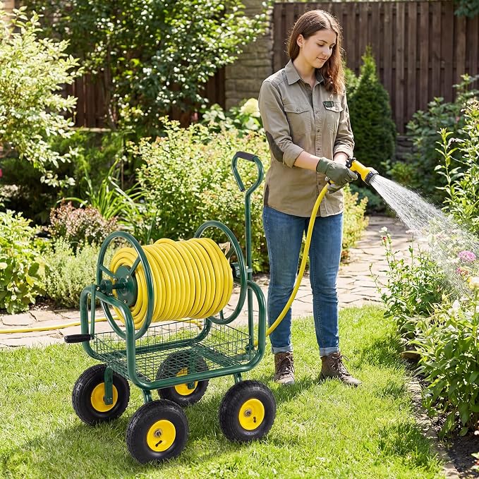 Goplus Garden Hose Reel Cart, 300ft 5/8" or 350ft of 1/2" Large Capacity - Image 4