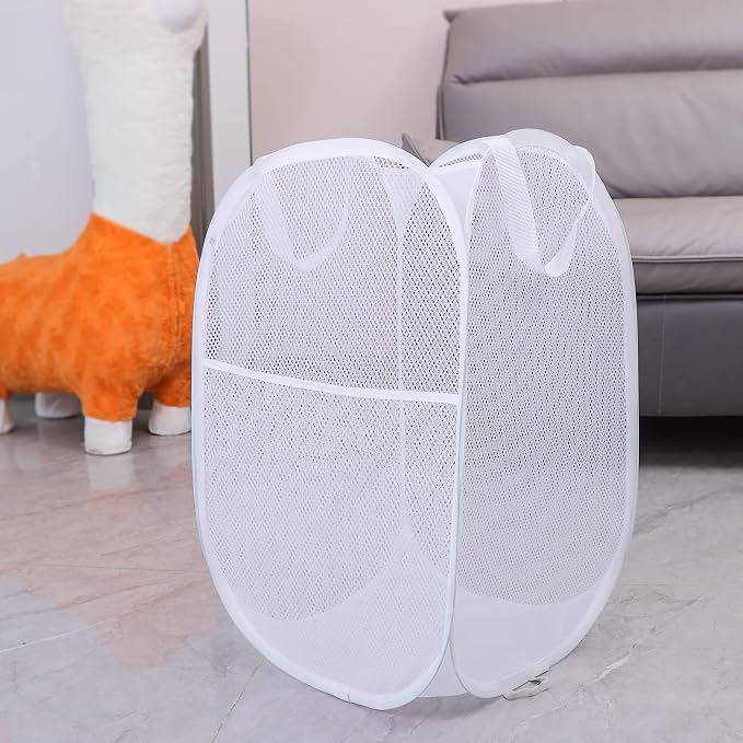 2 Pack Laundry Basket, Foldable Mesh Popup Laundry Hamper - Image 4