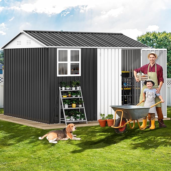 DWVO 10x8ft Metal Outdoor Storage Shed - Image 2