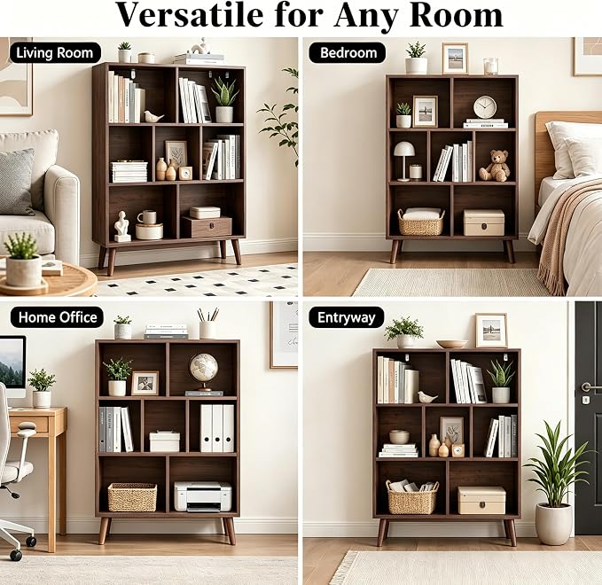 HealSmart 7 Cube Storage Organizer, 3 Tier Bookshelf - Image 5